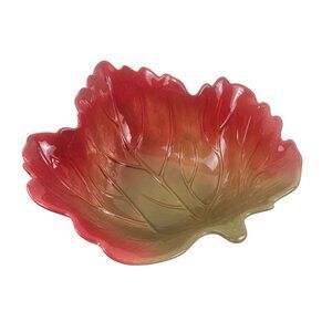 Better Homes Gardens Bowl Large Maple Leaf Red Green Orange Ceramic Fall